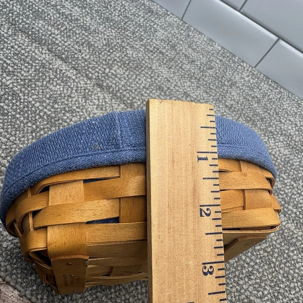 VTG Longaberger Small Catch All Basket w/Blue Fabric Liner Divided Protector